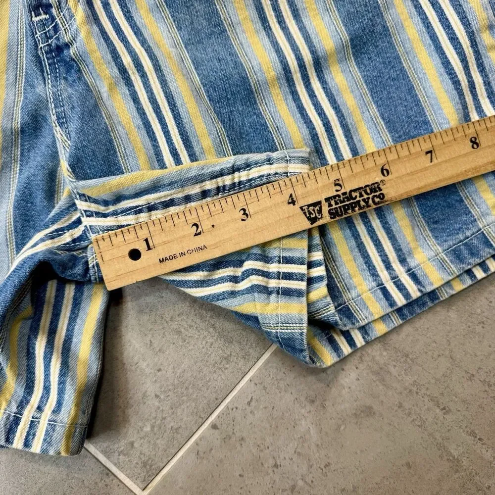 Vintage Levi's High Waist Orange Tab Striped Denim Shorts - Picture 8 of 9